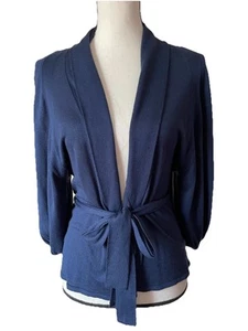 NWOT Elie Tahari 85% Silk 15% Cashmere Balloon Sleeve Soft Belted Cardigan S - Picture 1 of 12