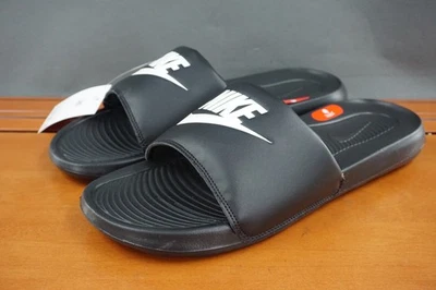 Nike Victori One Slide Hombres 12 EE. UU. Negro Blanco Sin Cordones Sandalias Cómodas Zapatillas Foto 1 de 4