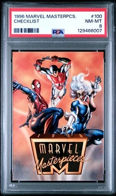 PSA 8 1996 Marvel Masterpieces #100 Checklist NM-MT - Image 1 of 2
