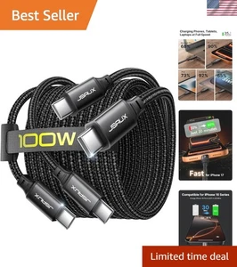 2-Pack 6.6FT USB-C Fast Charge Cable – 100W for iPhone and Galaxy Devices - Picture 1 of 11