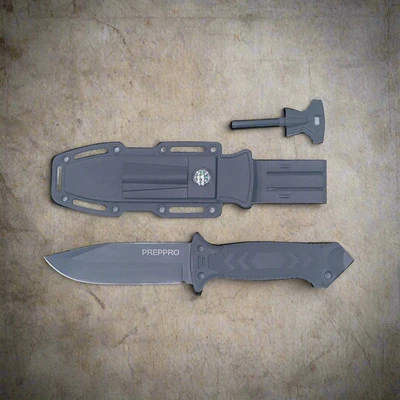 PrepPro Bushmaster Fixed Blade Belt Mount with flint and compass - image 1 of 2