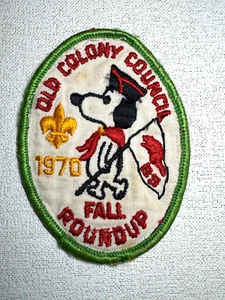 Vintage BSA Patch Old Colony Council Mass. Fall Roundup 1970 Snoopy Markystore - Bild 1 von 2