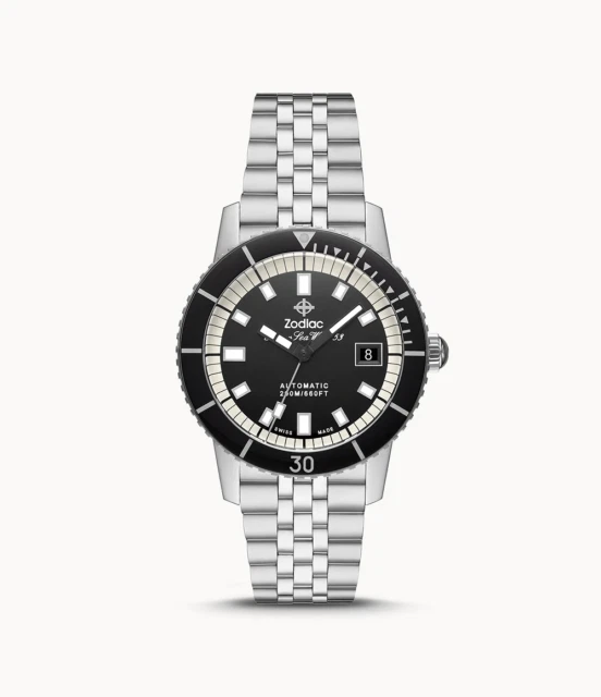 Zodiac Super Sea Wolf 53 ZO9286 40mm Silver Stainless Steel Case with Silver Stainless Steel Bracelet Men's Wristwatch