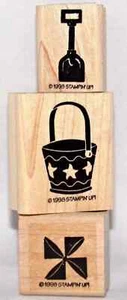 Shovel Sand Pail X mark the spot 3pc Single Stamps HTF Stampin Up Fun in the Sun - Picture 1 of 4