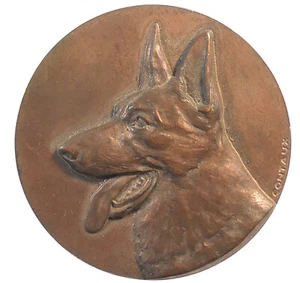 Francia perros Alsaciano GERMAN SHERD cobre 50mm por Contaux - Imagen 1 de 2
