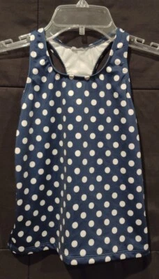 TANKINI/SWIM TOP Girls Blue And White Polka Dot Tank Top Small - Image 1 of 2