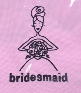 HBH Hochzeit Brautmädchen rosa Canvas schwarz bestickt Beuteltasche Tasche Blumenstrauß - Bild 1 von 6