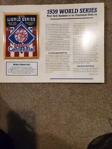 1939 WORLD SERIES PATCH CARD Willabee & Ward NEW YORK YANKEES vs CINCINNATI REDS - Picture 1 of 1