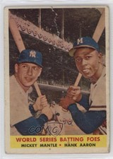 1958 Topps Mickey Mantle Hank Aaron World Series Batting Foes ( ) #418 HOF
