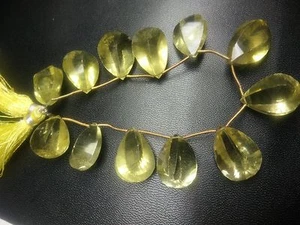 LEMON TOPAZ PEAR BRIOLETTE CONCAVE CUT 16X20-17X24 MM GEMSTONE BEADS STRANDS D5 - Picture 1 of 4