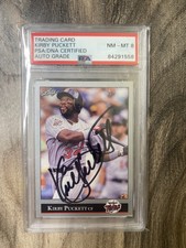 1992 Leaf Kirby Puckett autograph PSA NM-MT 8