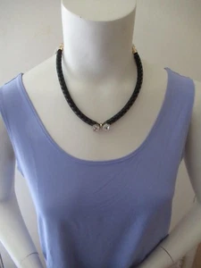 NWT Betsey Johnson Black Mesh, Faux Pearls, Glass Bow Tie Choker Neckllace - Picture 1 of 11