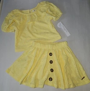 Tahari Girl 3T Skirt Set 2 Piece Dress Up Cottage Core Sunny Yellow NEW - Picture 1 of 8