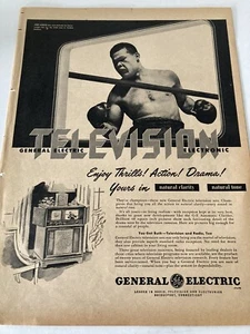 Joe Louis Peso Pesado Boxeo Yankee Stadium General Electric TV Radio 1947 Anuncio GE - Imagen 1 de 6
