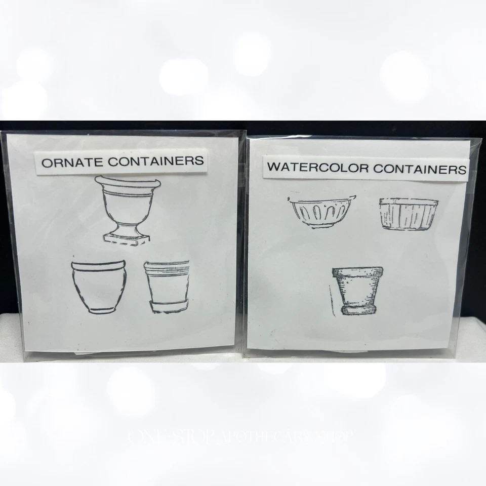 Art Impressions CONTAINERS Watercolor Ornate Vases Flower Pots Rubber Stamps Lot - Image 1 of 1