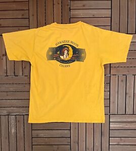 Hawaiian Moon Cigars Vintage Yellow T-Shirt Tee Size Large