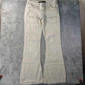 Mudd Juniors 9 Y2K White Beige Utility Stretch skater girl Flare Cargo Pants - Picture 1 of 10