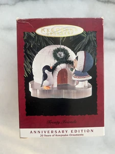 Vintage Hallmark Christmas Ornament Eskimo Igloo Penguin 1993 Anniversary w Box - Picture 1 of 1