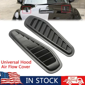 Sport Gloss Black Air Flow Vent Bonnet Car Front Hood Scoop Cover Trim Decor AS - Picture 1 of 7