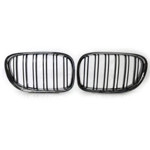 2PC Front Kidney Grill Carbon & Black For BMW 7 Series F01 F02 F03 F04 2009-2015 - Foto 1 di 6