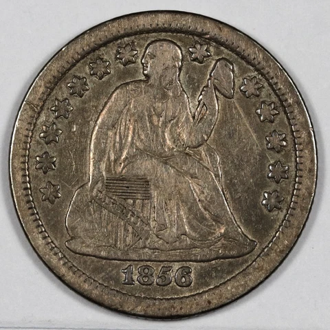 1856-s Seated Liberty Dime.  "Perfect" VF-XF.  186741 Cover