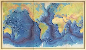 Dipinto manoscritto 14" x 24" 1977 di Heezen Tharp mondo pavimento oceano - Foto 1 di 1
