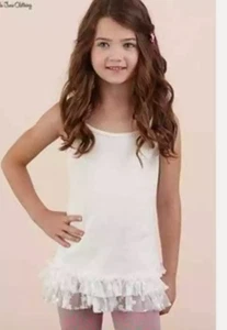 Matilda Jane White Rabbit Top Once Upon a Time Ribbed Tank Top Lace Ruffles SZ 6 - Picture 1 of 6