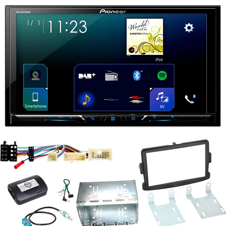 Pioneer SPH-DA230DAB CarPlay DAB+ USB Einbauset für Dacia Duster Lodgy Logan - Bild 1 von 1