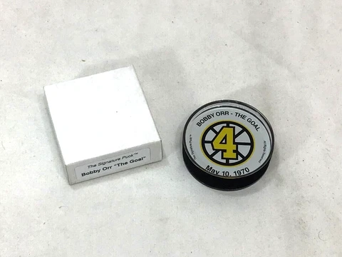 Boston Bruins Bobby Orr #4 The Goal Acrylic Puck 1970 Stanley Cup Finals Cover
