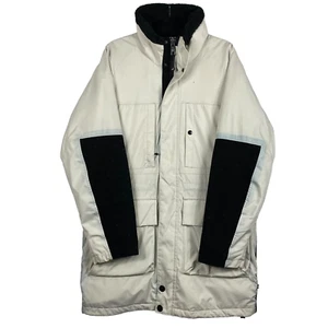 Nautica Cream White Polyester & Wool Thick Trench Coat Jacket Size L - Picture 1 of 3