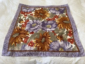 Vintage Oscar de la Renta Silk Scarf | Floral Bold Purple Orange - Picture 1 of 8