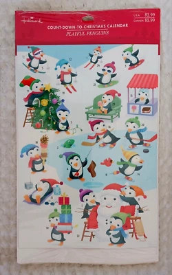 HALLMARK Countdown to Christmas Calendar PLAYFUL PENQUINS Snowman Tree SEALED - Image 1 of 4