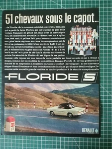 554 PUBLICITE ANCIENNE 1960 Renault Floride 51 chevaux sous le capot - Imagen 1 de 1