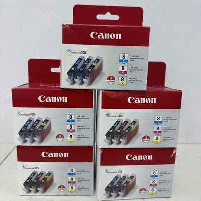 Cartuchos de tinta Canon PGI-8 - Paquetes tricolores - Lote de 5 Foto 1 de 4