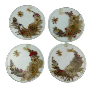 Posavasos vintage para bebidas flores prensadas boho casa de campo núcleo granja - Imagen 1 de 6