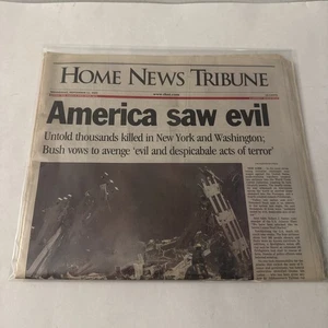 Periódico America Saw Evil 9/11 12 de septiembre de 2001 Home News Tribune - Imagen 1 de 10