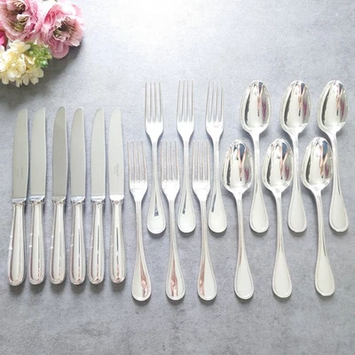 Christofle Perles 18pcs Silverplate Dessert Knife Fork Spoon Excellent - Image 1 of 4
