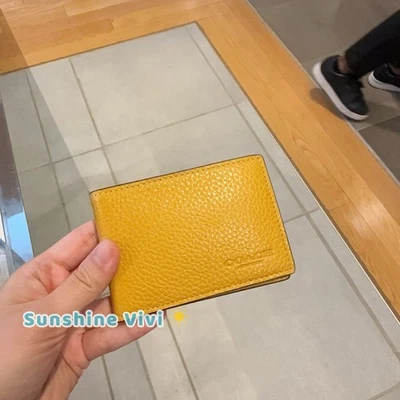 NWT Coach Compact Billfold Wallet CM167 Refined Pebble Leather Buttercup - Image 1 of 4