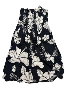 Hula Bay of Honolulu Hawaiian Luau Dress SZ 3 5 Black White Elastic Bust - Picture 1 of 6
