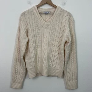 Uniqlo x JW Anderson Cable Knit Sweater Cream V Neck Long Sleeve Womens S - Picture 1 of 12