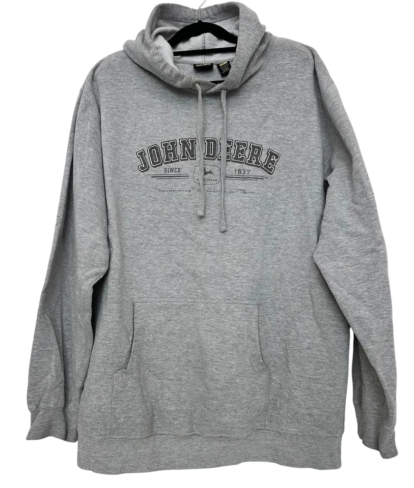 Sudadera con Capucha Gris John Deere 2XLT Sudadera Vellón Logo Vintage Granja Tractor Pullover Foto 1 de 4