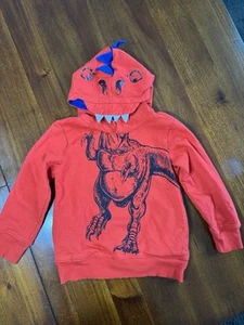 Boys Size 5 Red Dinosaur Hoodie With Pockets - Picture 1 of 8