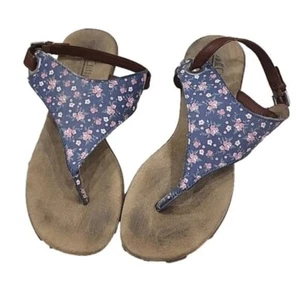 Cliffs by White Mountain Sandals Blue Floral Thong Flat Women's 8.5 - Picture 1 of 6