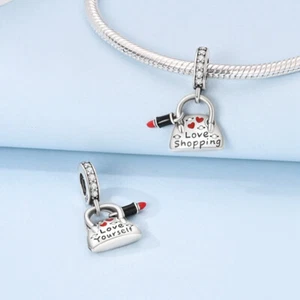 Love Shopping Handtasche Tasche Lippenstift Anhänger Sterling Silber 925 - Bild 1 von 1