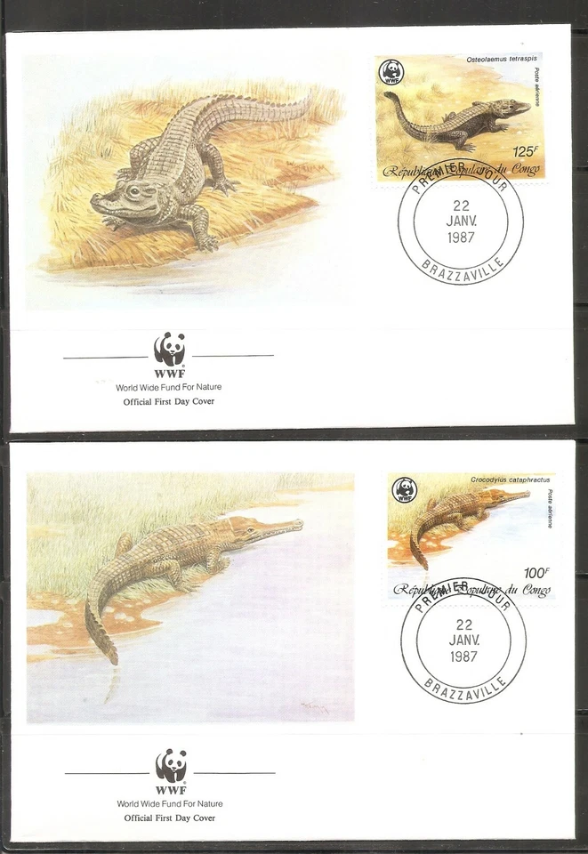 Congo SC # C367-C370 Crocodiles  FDC. World Wide Fund Covers - Image 1 of 2