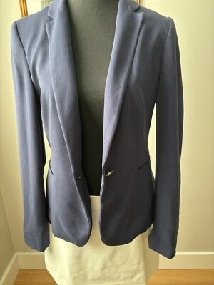 Blazer Zara Basic M Azul Mujer Un Botón Mono Pecho Chaqueta Viscosa Elástica Foto 1 de 4