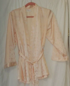 Vivien Womens Robe Small S Ivory Polyester Short Robe Belted Heart Print Ladies - Picture 1 of 12