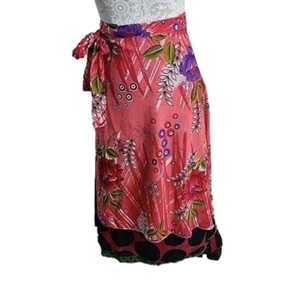 Reversible Colorful Wrap Skirt Midi fun prints size free size or one size - Picture 1 of 7