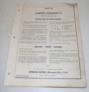 Evinrude Outboard Parts Catalog 5.5 HP Fisherman Models 5520 & 5521 - Picture 1 of 2