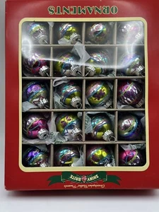 NIB Christopher Radko Shiny Bright 20 Glass Christmas Ornaments Glitter STRIPED - Picture 1 of 4
